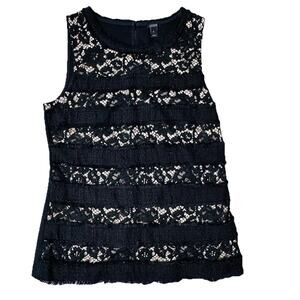 J.Crew Black Lace Lined Blouse Top Sz S Preppy Old Money Classic